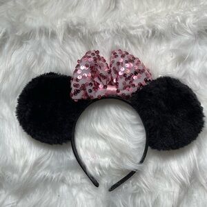 NEW- Disney Black and Pink Minnie Mouse Ears Headband